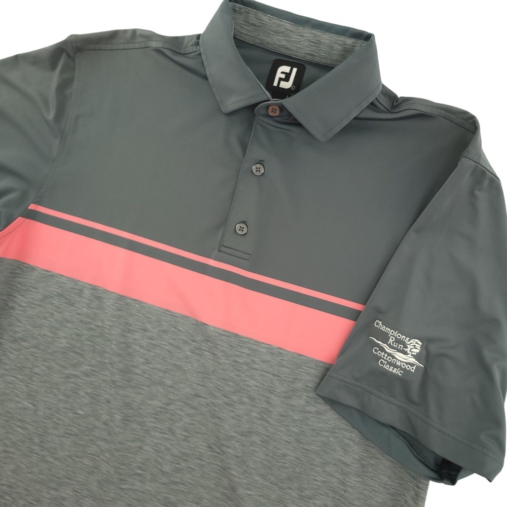 FootJoy Polo Shirt Mens L‎ Gray Colorblock Champions Run Cottonwood Golf Top